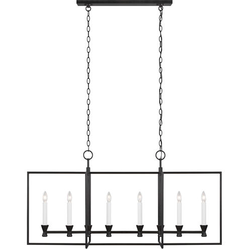 C&M by Chapman & Myers Keystone 6 Light 48.25 inch Aged Iron Linear Chandelier Ceiling Light