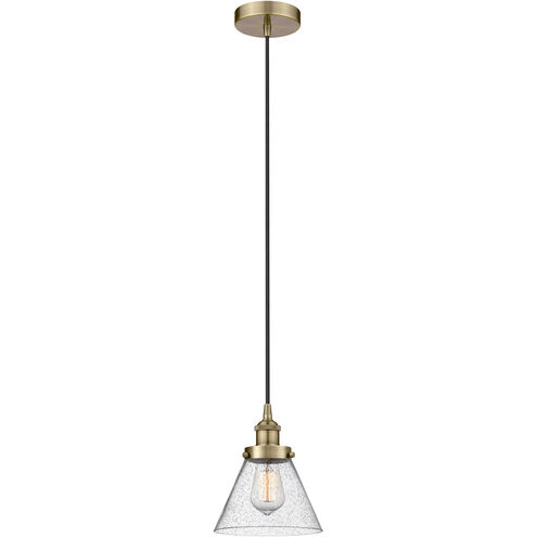 Edison Cone 1 Light 8 inch Antique Brass Mini Pendant Ceiling Light