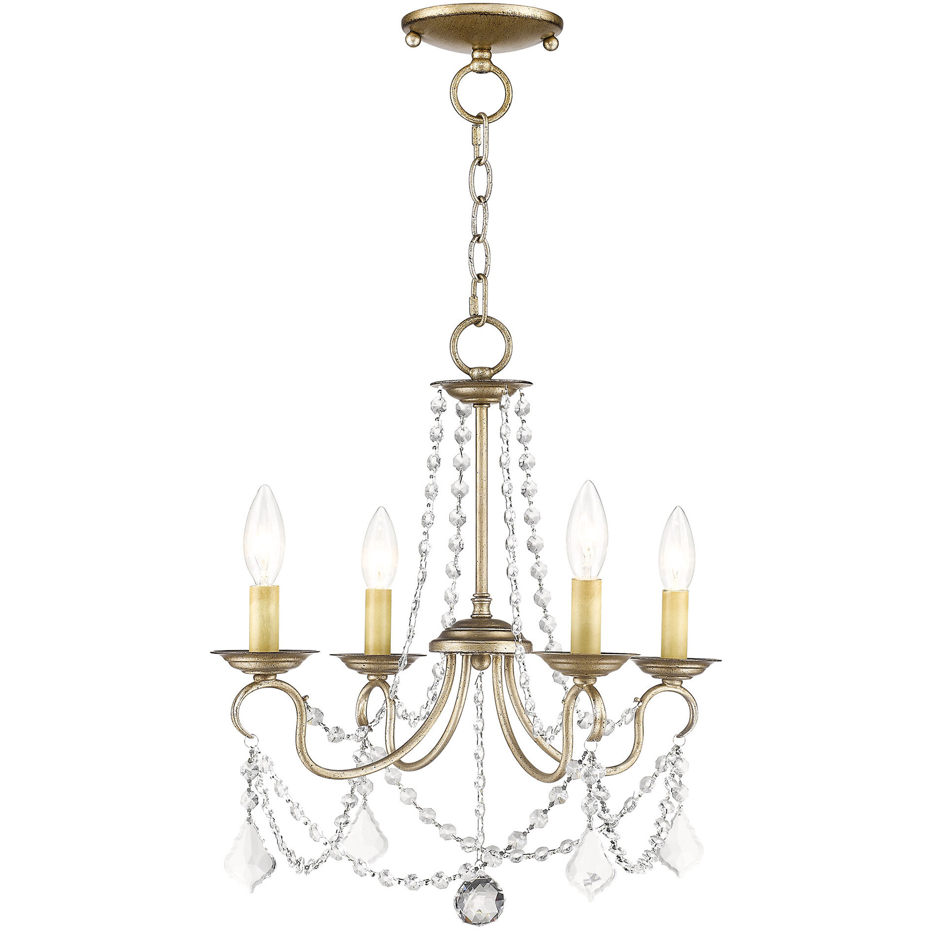 Pennington 4 Light 18 inch Hand Painted Antique Silver Leaf Convertible Mini Chandelier/Ceiling Mount Ceiling Light