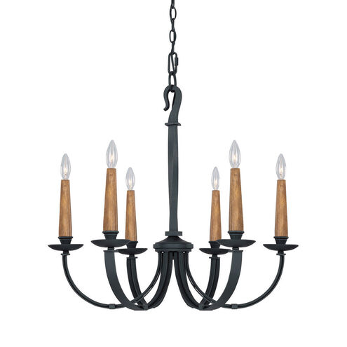 Heritage 6 Light 28 inch Black Iron Chandelier Ceiling Light