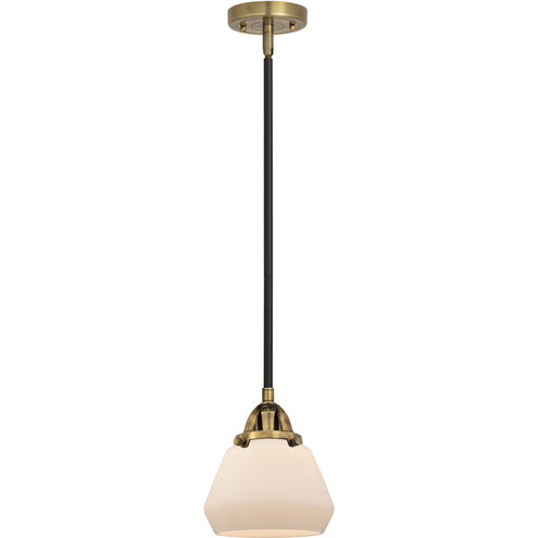 Nouveau 2 Fulton 1 Light 6.75 inch Black Antique Brass Mini Pendant Ceiling Light in Incandescent, Matte White