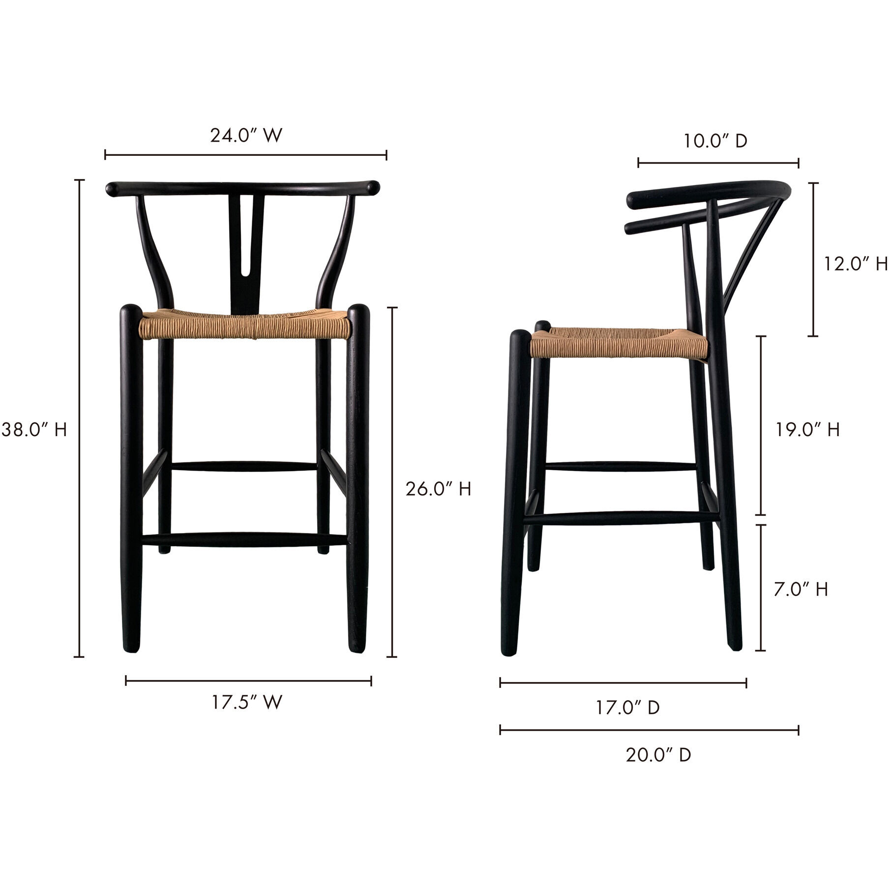 Ventana 38 inch Multicolor Counter Stool
