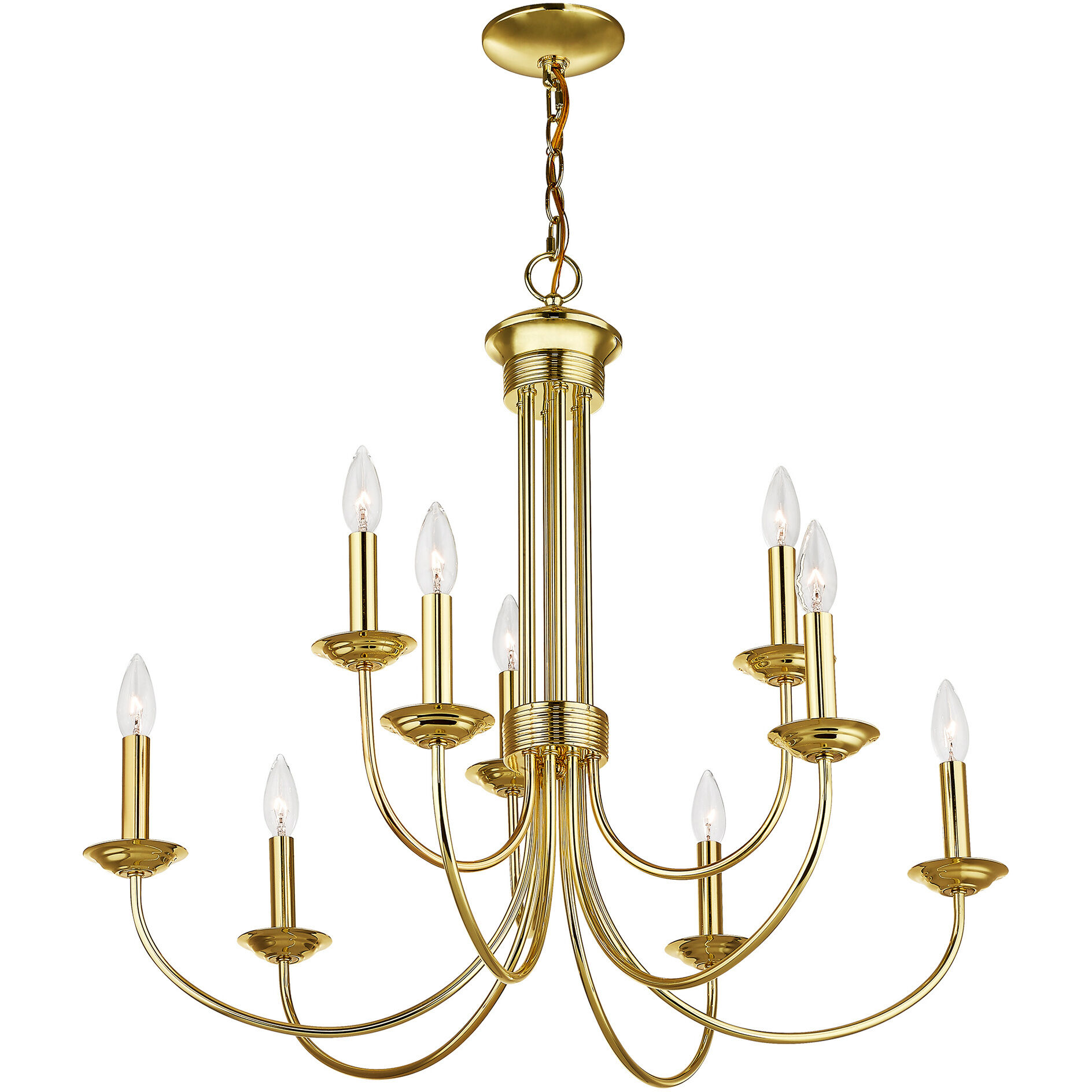 Estate 9 Light 30 inch Polished Brass Chandelier Ceiling Light