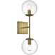 Neri 2 Light 6 inch Satin Gold Bath Sconce Wall Light