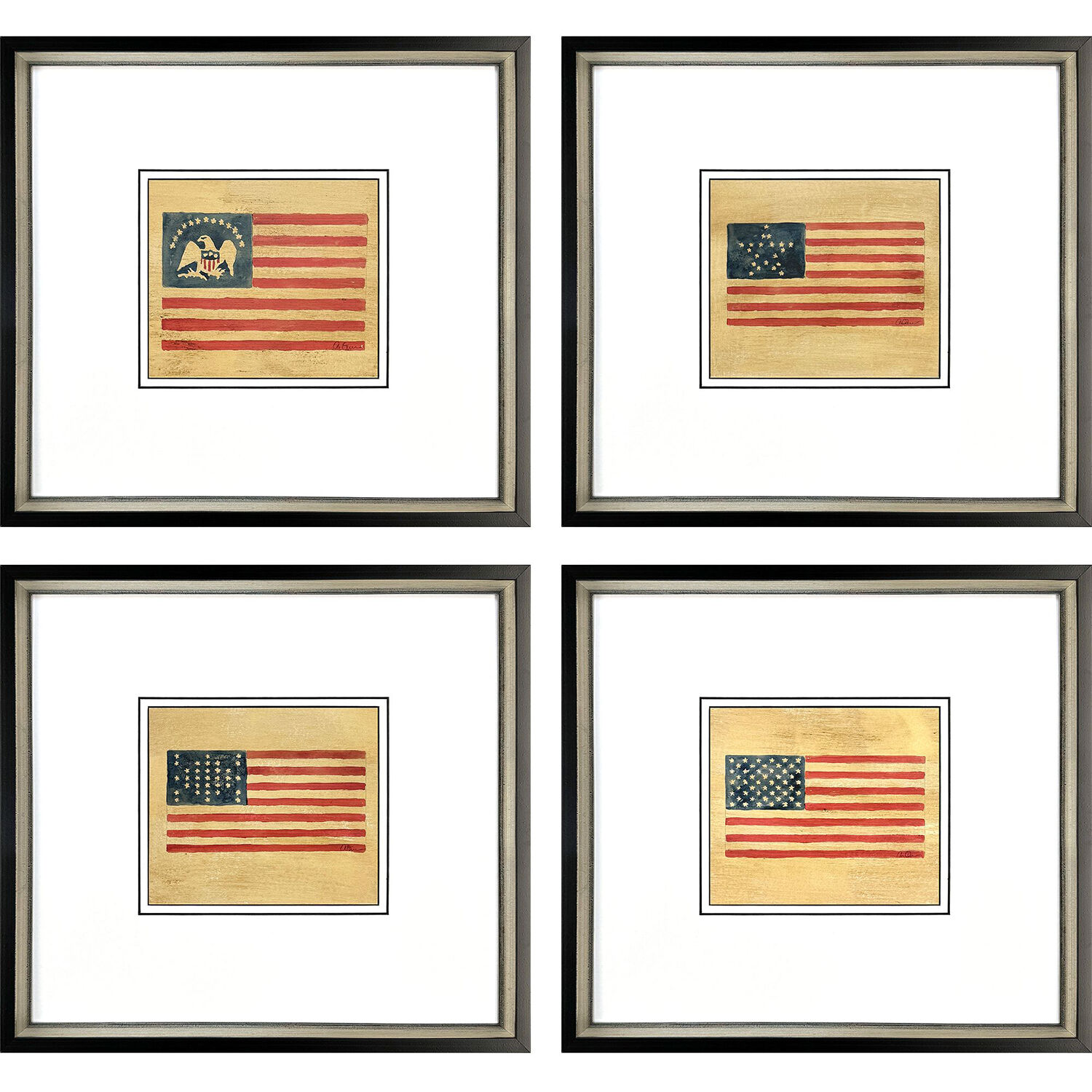 American Flags Blue and Red Framed Art