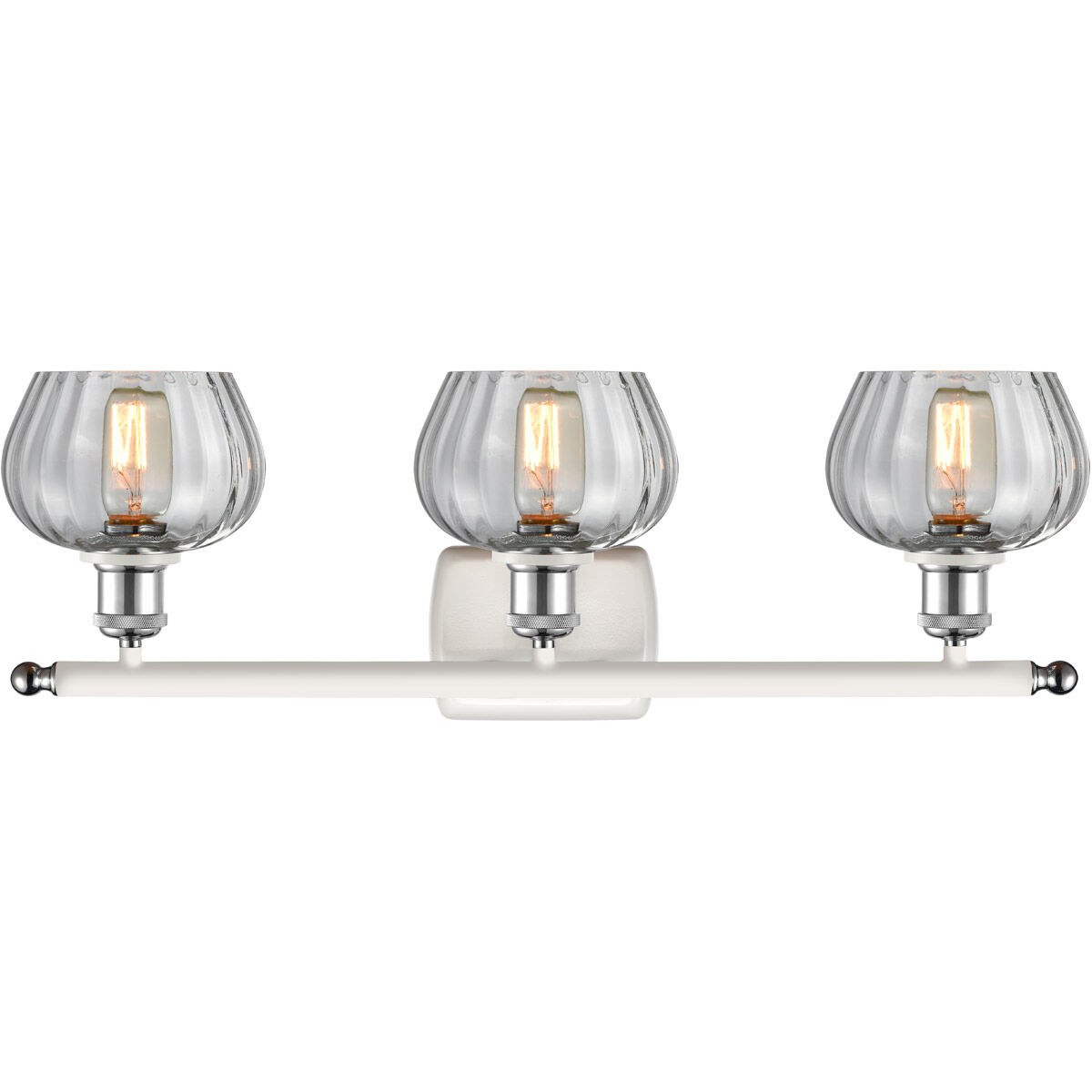 Ballston Fenton 3 Light 26 inch White and Polished Chrome Bath Vanity Light Wall Light in Clear Glass, Ballston