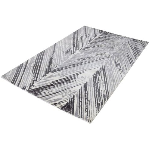 Rhythm 96 X 60 inch Gray with White Rug, Handwoven