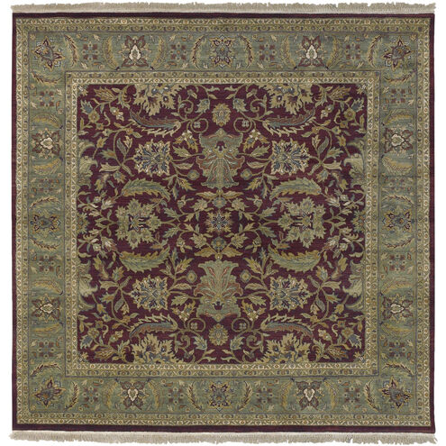 Taj Mahal 96 X 96 inch Burgundy, Grass Green, Saffron Rug