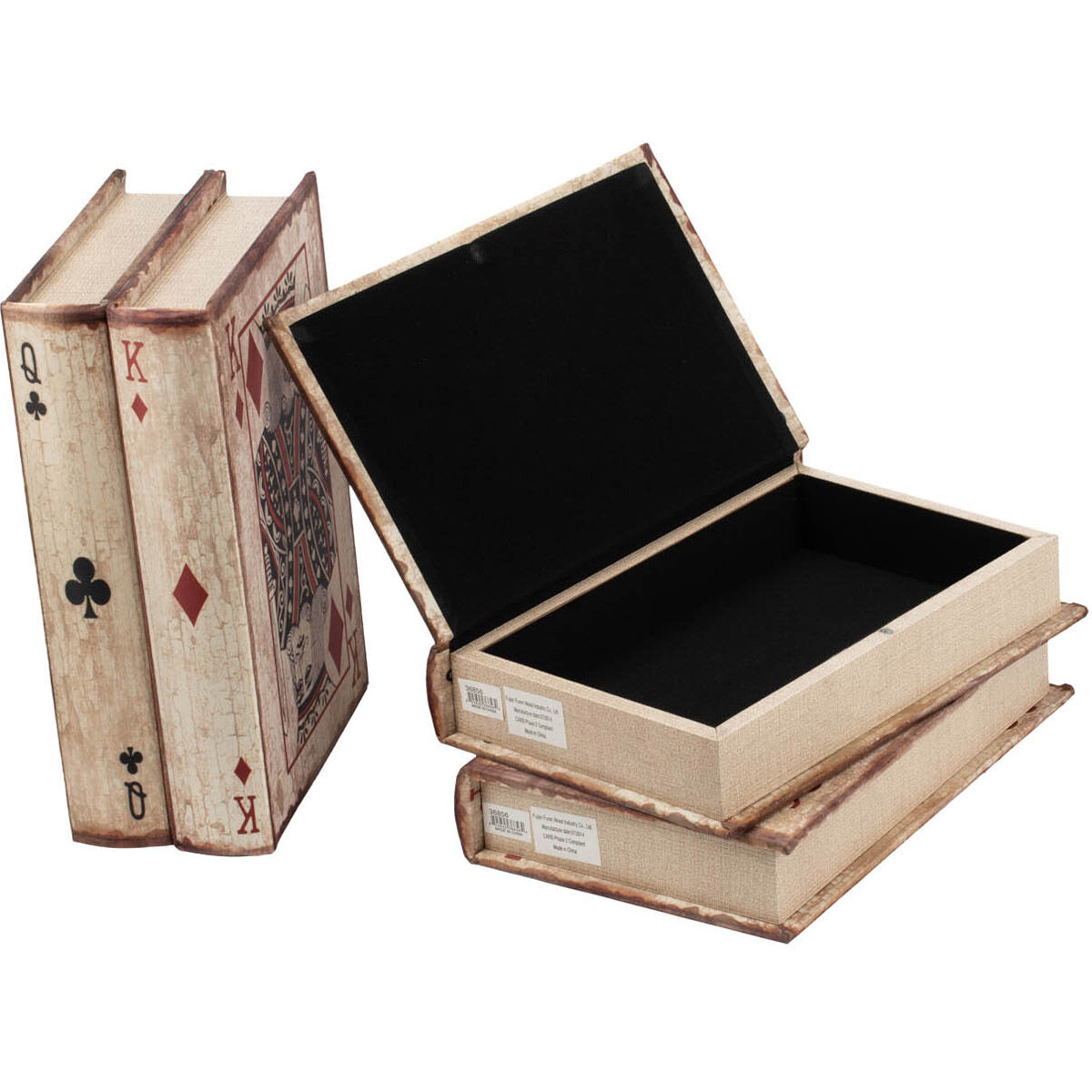 Ace 7 inch White Wash and Red Book Box, Set of 4