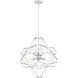 Unity 6 Light 23 inch Satin White Exterior with Silver Leaf Interior Chandelier Ceiling Light