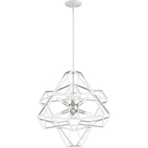Unity 6 Light 23 inch Satin White Exterior with Silver Leaf Interior Chandelier Ceiling Light