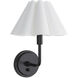 Polly 1 Light 9.75 inch Blackened Brass Sconce Wall Light in White Scalloped Shade