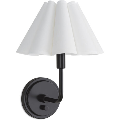 Polly 1 Light 9.75 inch Blackened Brass Sconce Wall Light in White Scalloped Shade