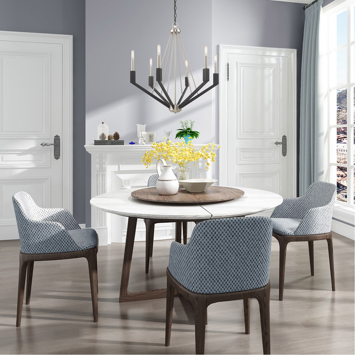 Beckett 6 Light 26 inch Brushed Nickel & Black Chandelier Ceiling Light