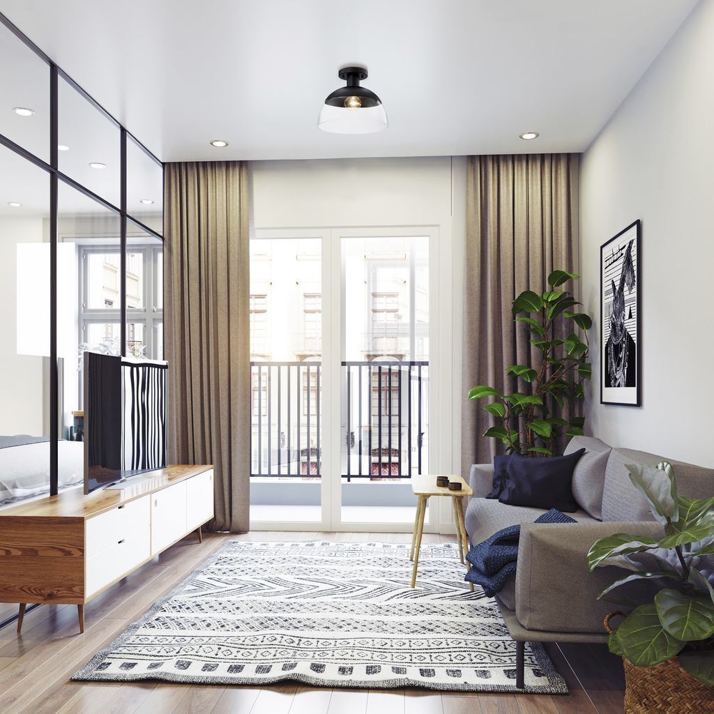 Rey 1 Light 13 inch Matte Black Semi Flush Mount Ceiling Light