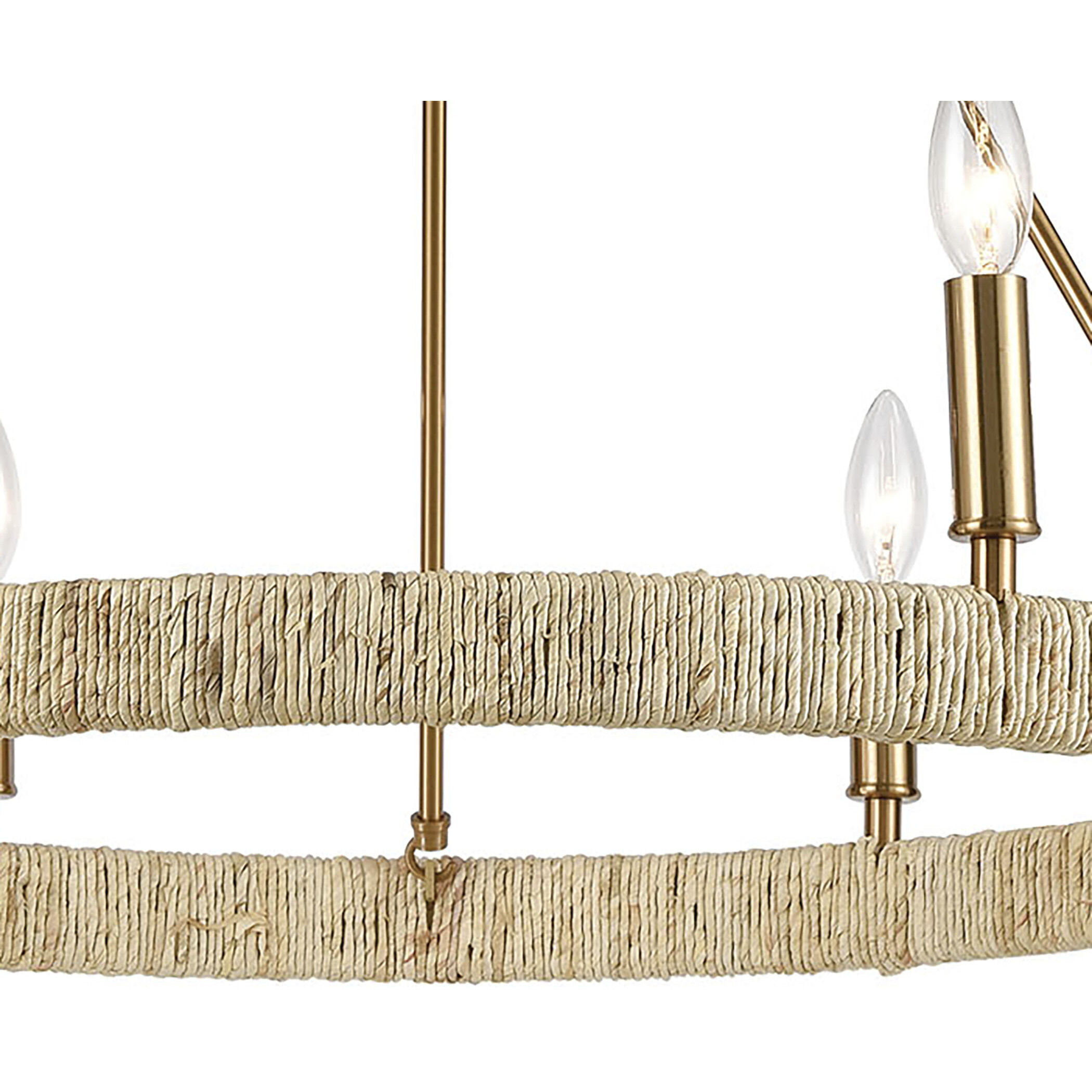 Abaca 6 Light 27 inch Satin Brass Chandelier Ceiling Light