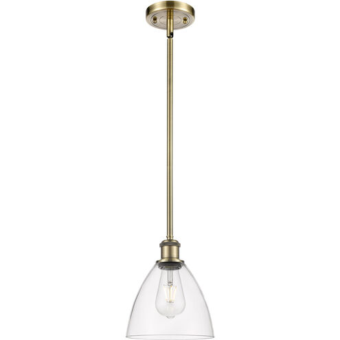 Ballston Dome LED 7.5 inch Antique Brass Mini Pendant Ceiling Light in Clear Glass