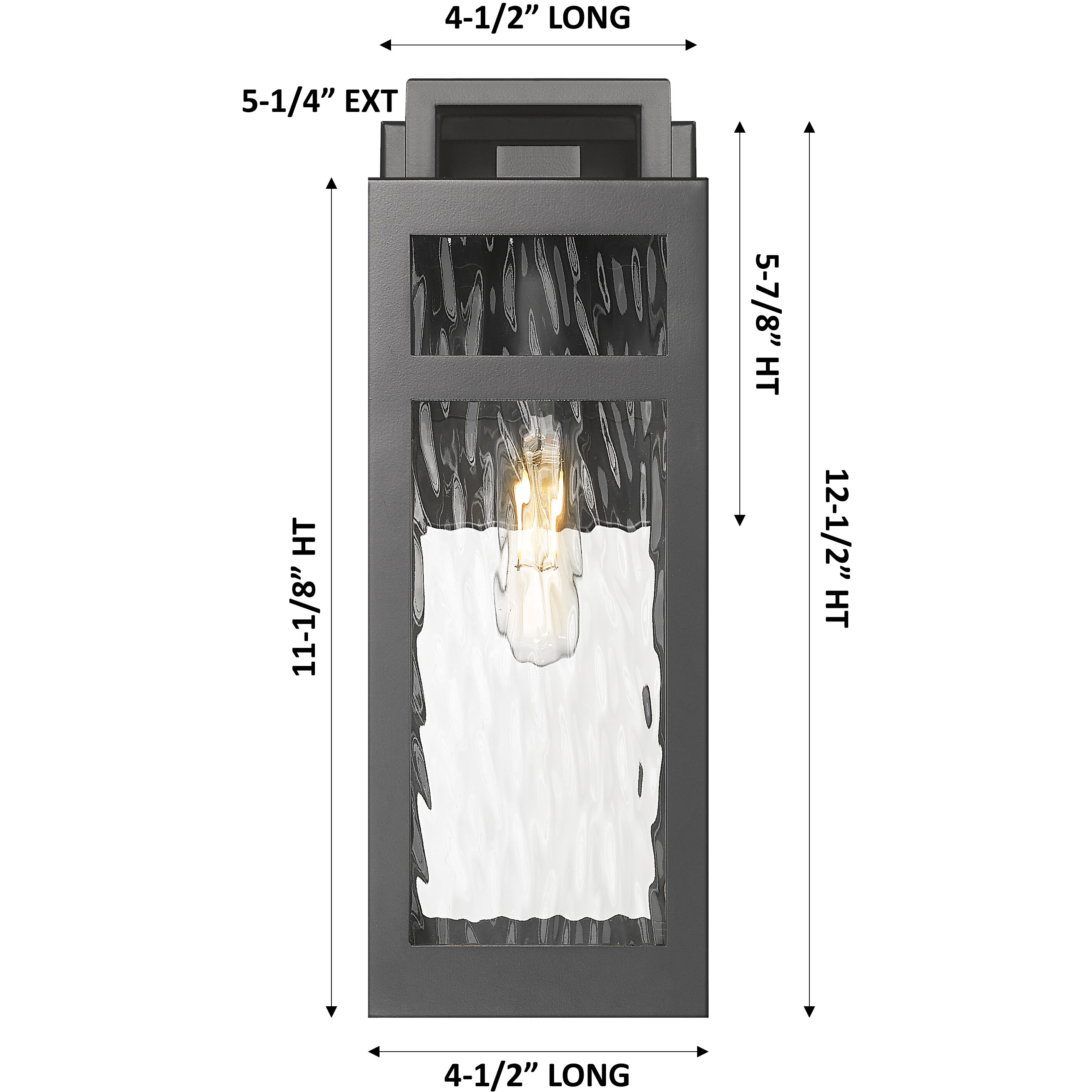 Ridgeway 1 Light 12.5 inch Matte Black Outdoor Sconce in Waterglass