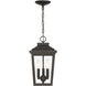 Great Outdoors Irvington Manor 3 Light 8.5 inch Chelesa Bronze Outdoor Chain Hung in Incandescent, Clear Glass