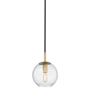 Rousseau 1 Light 6 inch Aged Brass Pendant Ceiling Light in Clear Glass
