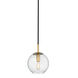 Rousseau 1 Light 6 inch Aged Brass Pendant Ceiling Light in Clear Glass