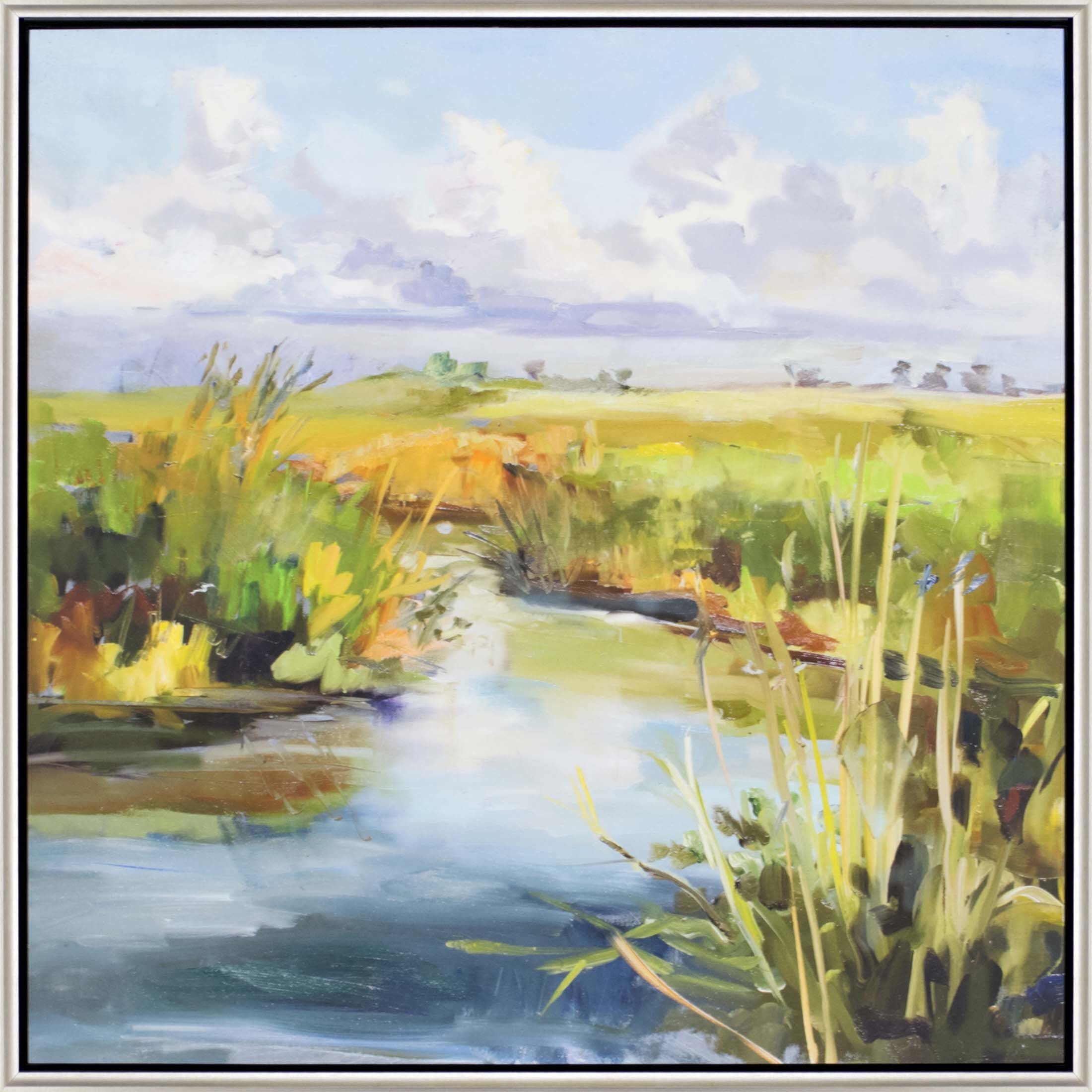 Waterside Multi and Yellow and Green and Blue Framed Art