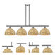 Woven Rattan Island Light Ceiling Light in Satin Nickel