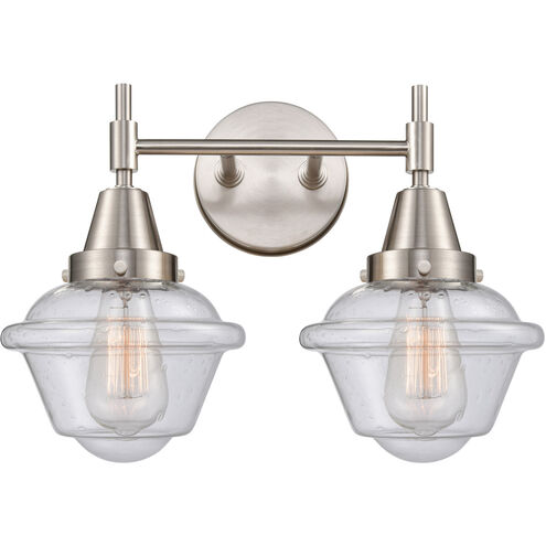 Caden 2 Light 17 inch Satin Nickel Bath Vanity Light Wall Light in Seedy Glass