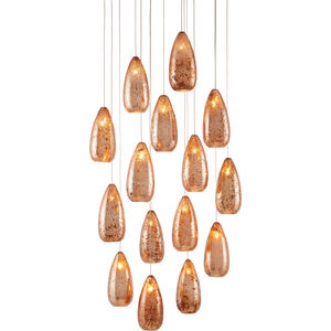 Rame 15 Light 21 inch Copper/Silver/Painted Silver Multi-Drop Pendant Ceiling Light