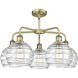 Athens Deco Swirl 5 Light 26 inch Antique Brass Chandelier Ceiling Light in Clear Deco Swirl