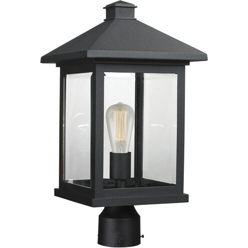 Portland 1 Light 18.5 inch Black Outdoor Post Mount Fixture in Clear Beveled Glass, 6.06