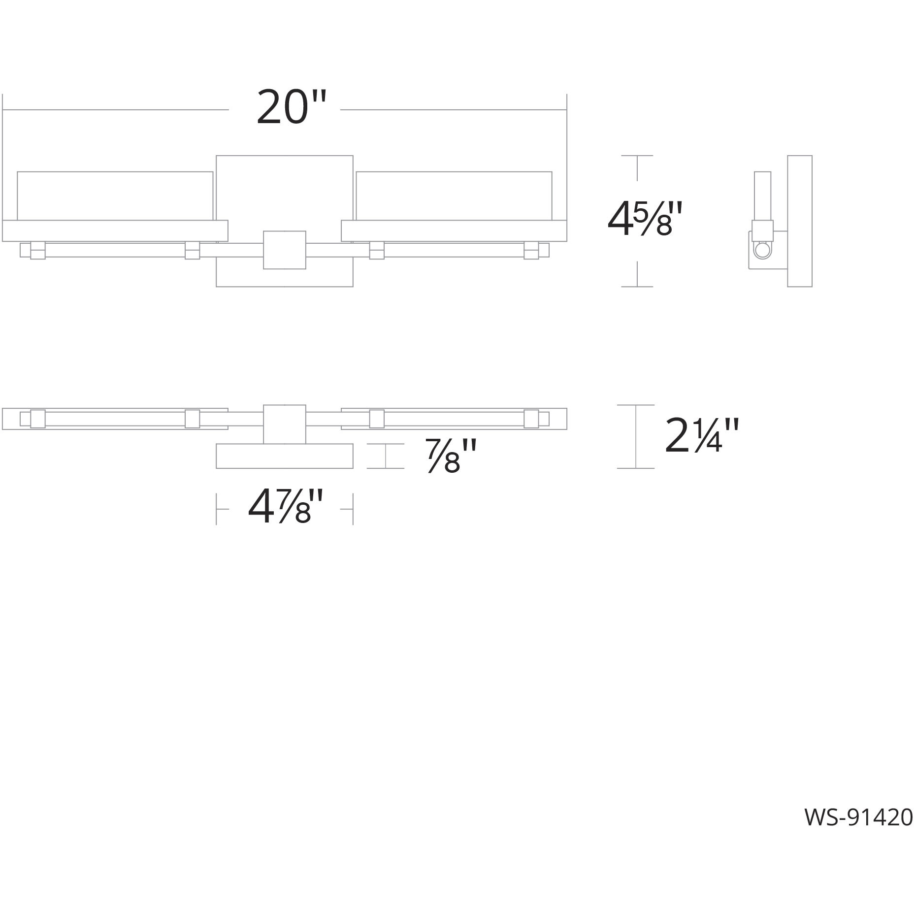 Two Fold LED 20 inch Black Aged Brass Bath Vanity & Wall Light, dweLED