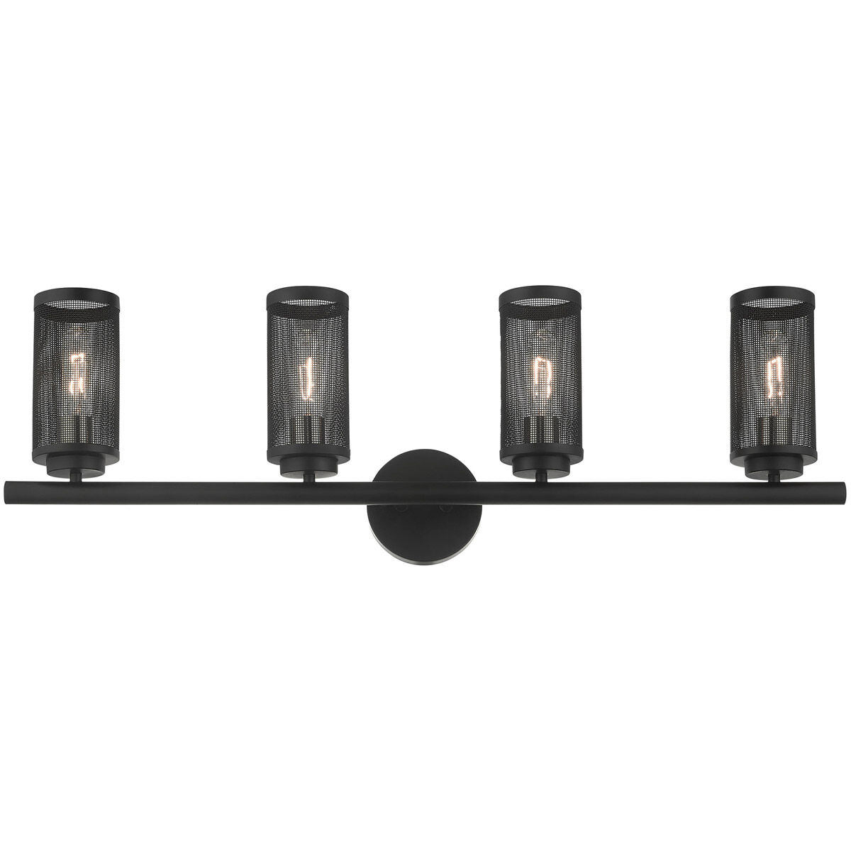 Industro 4 Light 36 inch Black with Brushed Nickel Accents Vanity Sconce Wall Light