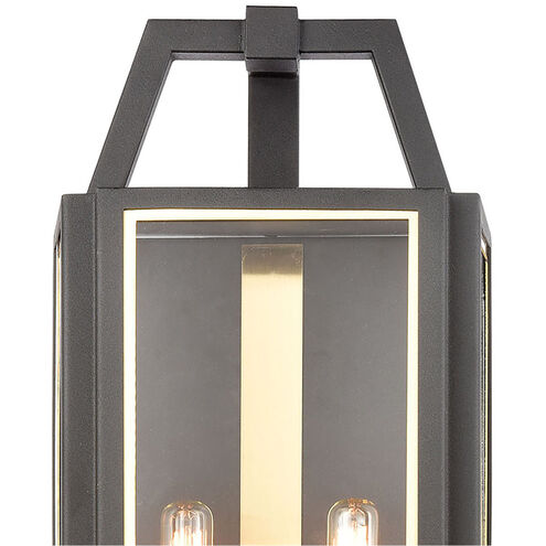 Winstead 2 Light 21 inch Charcoal with Brushed Brass Outdoor Sconce