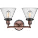 Franklin Restoration Large Cone 2 Light 18 inch Antique Copper Bath Vanity Light Wall Light in Seedy Glass