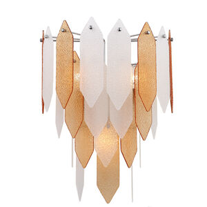Stratus 3 Light 14.6 inch Chrome Frame Amber and Frosted Glass Wall Sconce Wall Light