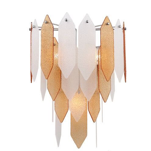 Stratus 3 Light 14.6 inch Chrome Frame Amber and Frosted Glass Wall Sconce Wall Light