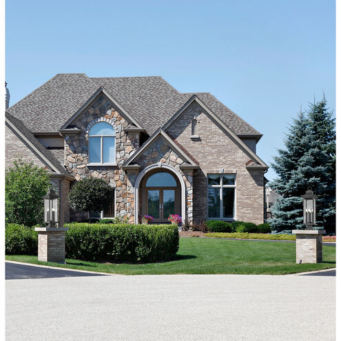 Tiberius 6 Light 36.5 inch Black Outdoor Pier Mounted Fixture in Clear Seedy Glass