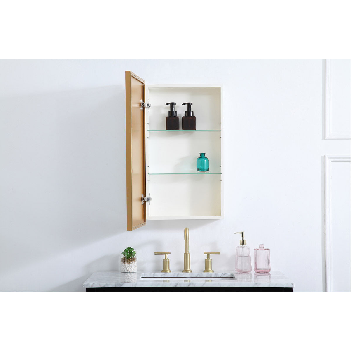 Wyn 28 X 17 inch Brass Medicine Cabinet 