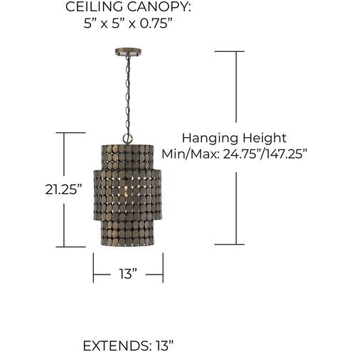 Eliana 1 Light 13 inch Dark Brass Pendant Ceiling Light