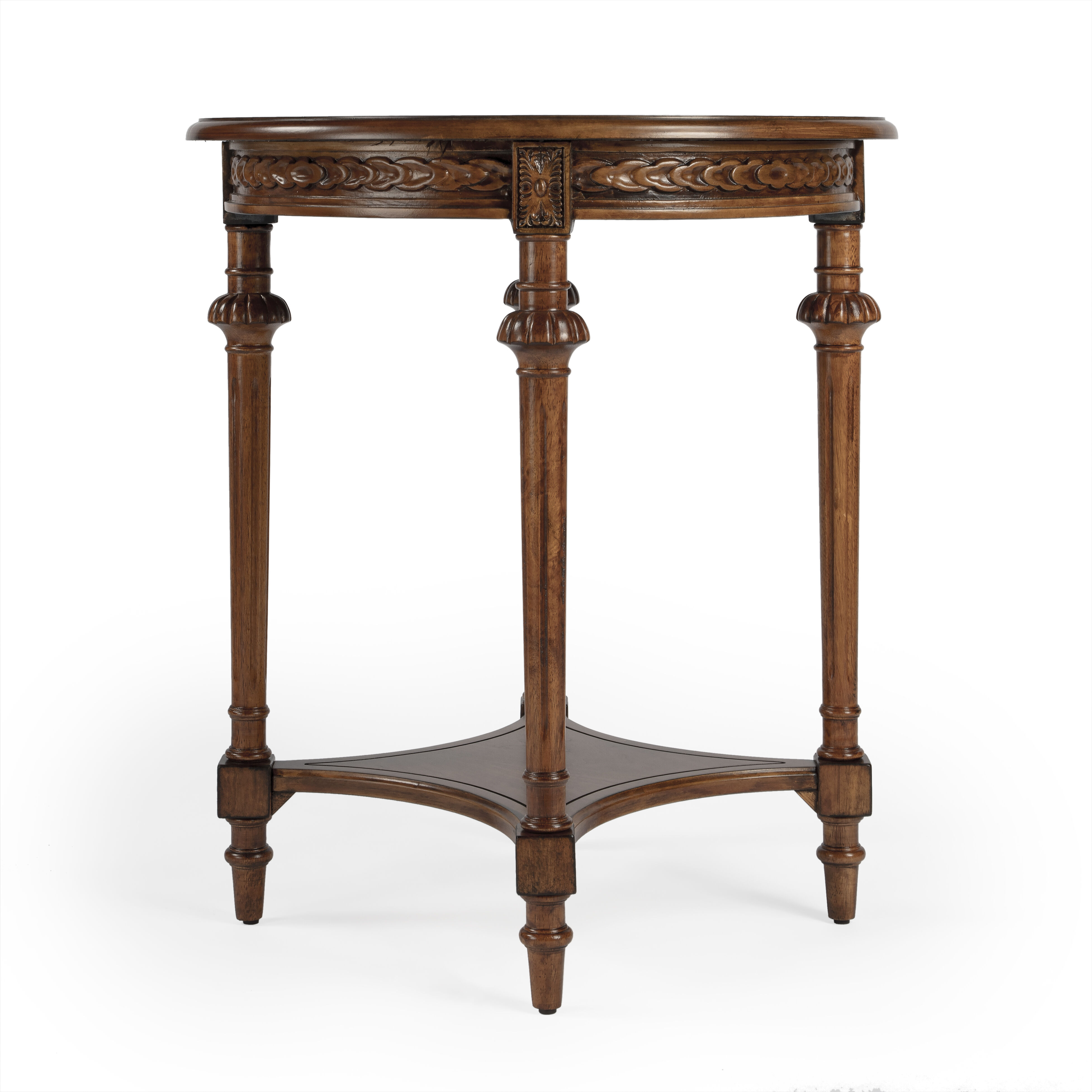 Hellinger Round End Table in Medium Brown