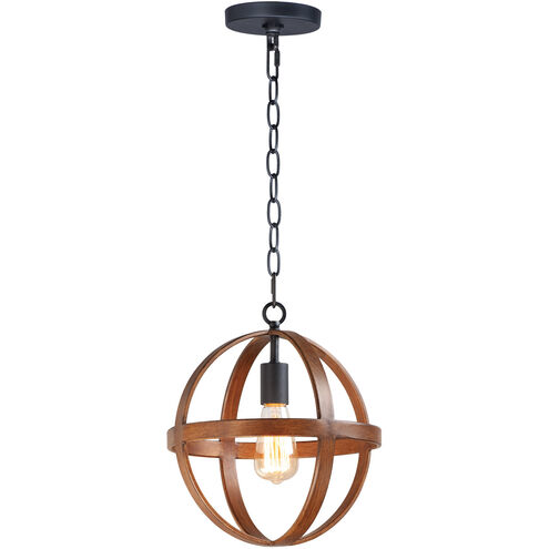 Compass 1 Light 12 inch Antique Pecan/Black Single Pendant Ceiling Light in Antique Pecan and Black