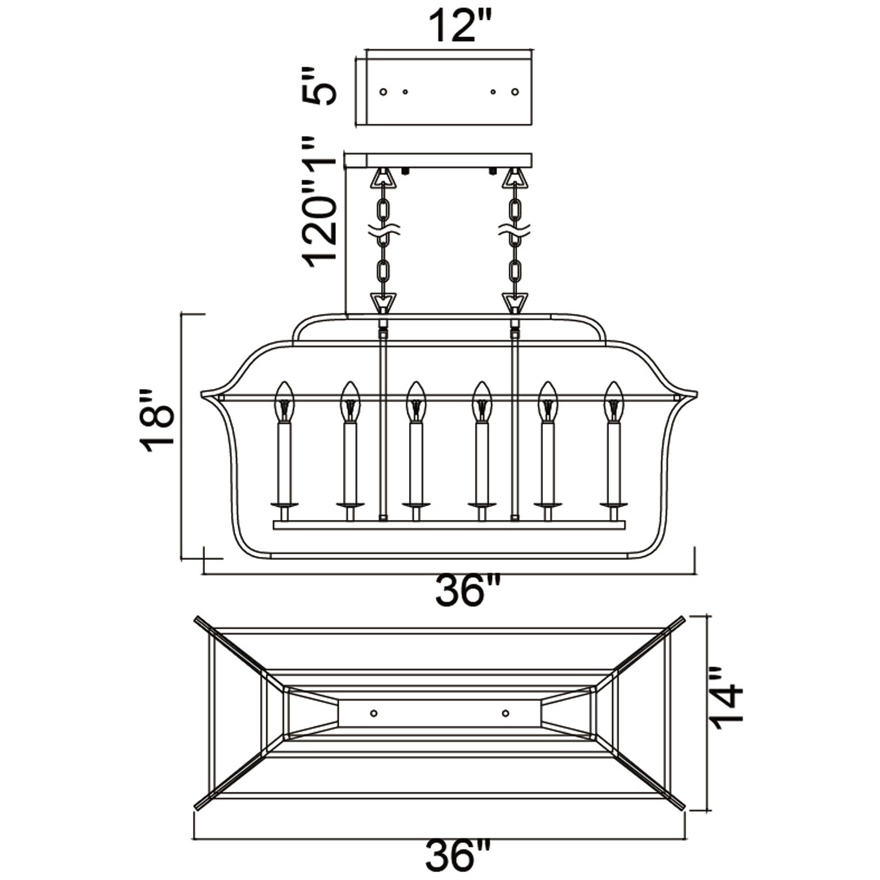 Tudor 6 Light 36 inch Satin Gold and Black Island/Pool Table Light Ceiling Light