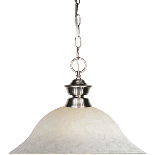 Riviera 1 Light 16 inch Brushed Nickel Pendant Ceiling Light in White Mottle Glass, 5