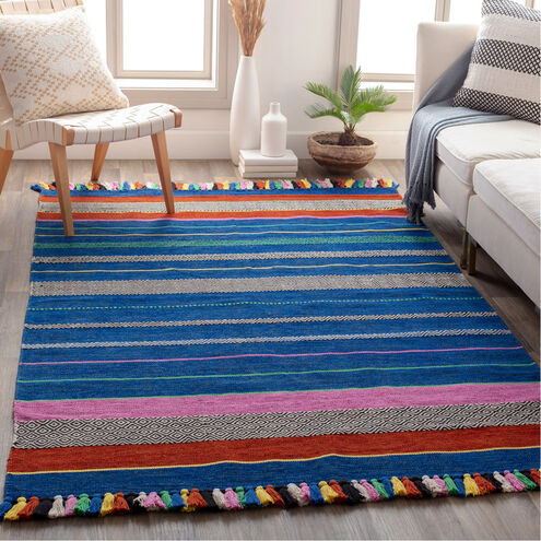 Trenza 90 X 60 inch Bright Blue/Black/Dark Blue/Grass Green/Dark Red Rugs, Rectangle