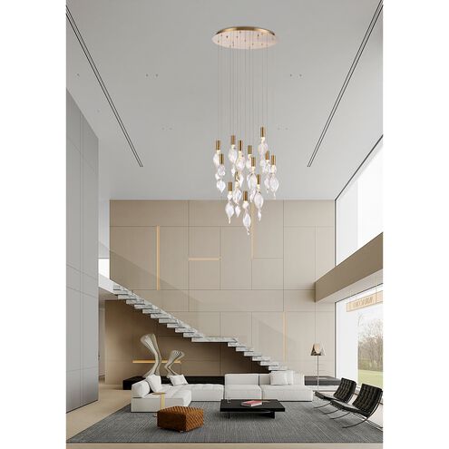 Aurora LED 24 inch Natural Brass Pendant Ceiling Light, Converts to Flush Mount
