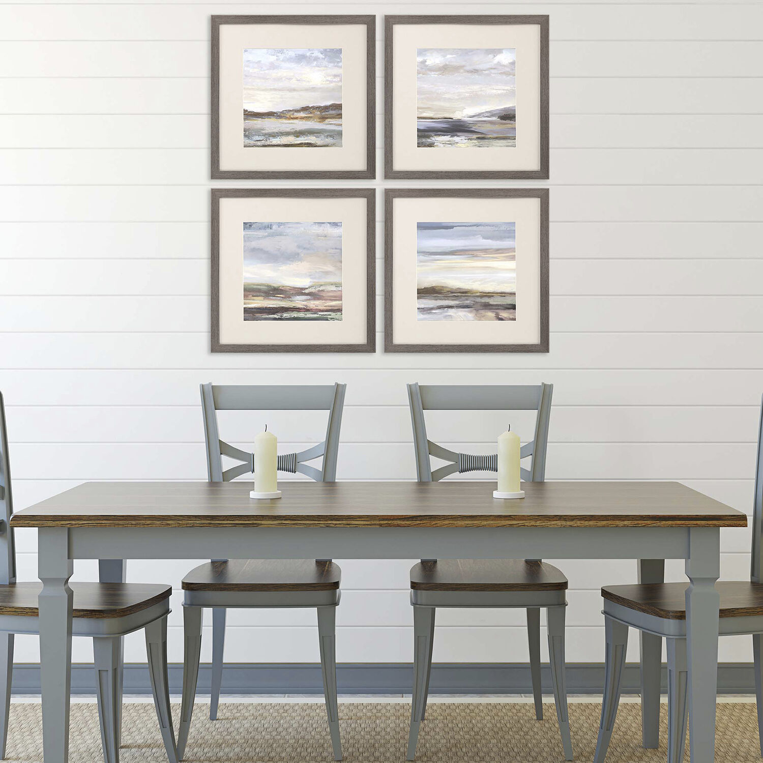 Tirwedd Blue and Beige and Gray and Multi Framed Art