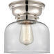 Aditi Large Bell 1 Light 8 inch Polished Nickel Flush Mount Ceiling Light in Clear Glass, Aditi