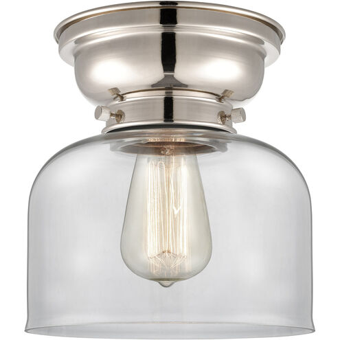 Aditi Large Bell 1 Light 8 inch Polished Nickel Flush Mount Ceiling Light in Clear Glass, Aditi