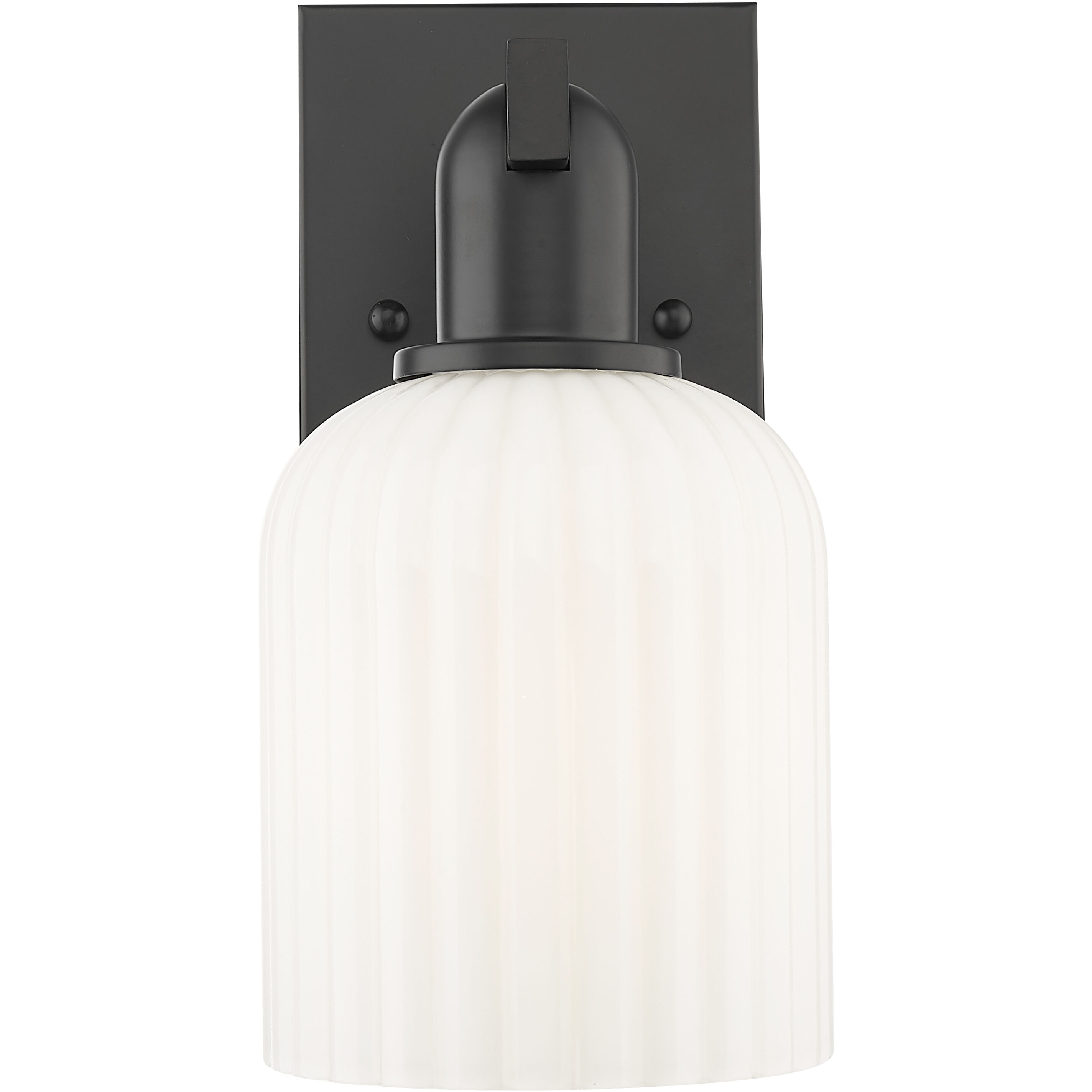 Bridal Veil Sconce Wall Light in Matte Black, Gloss White Glass